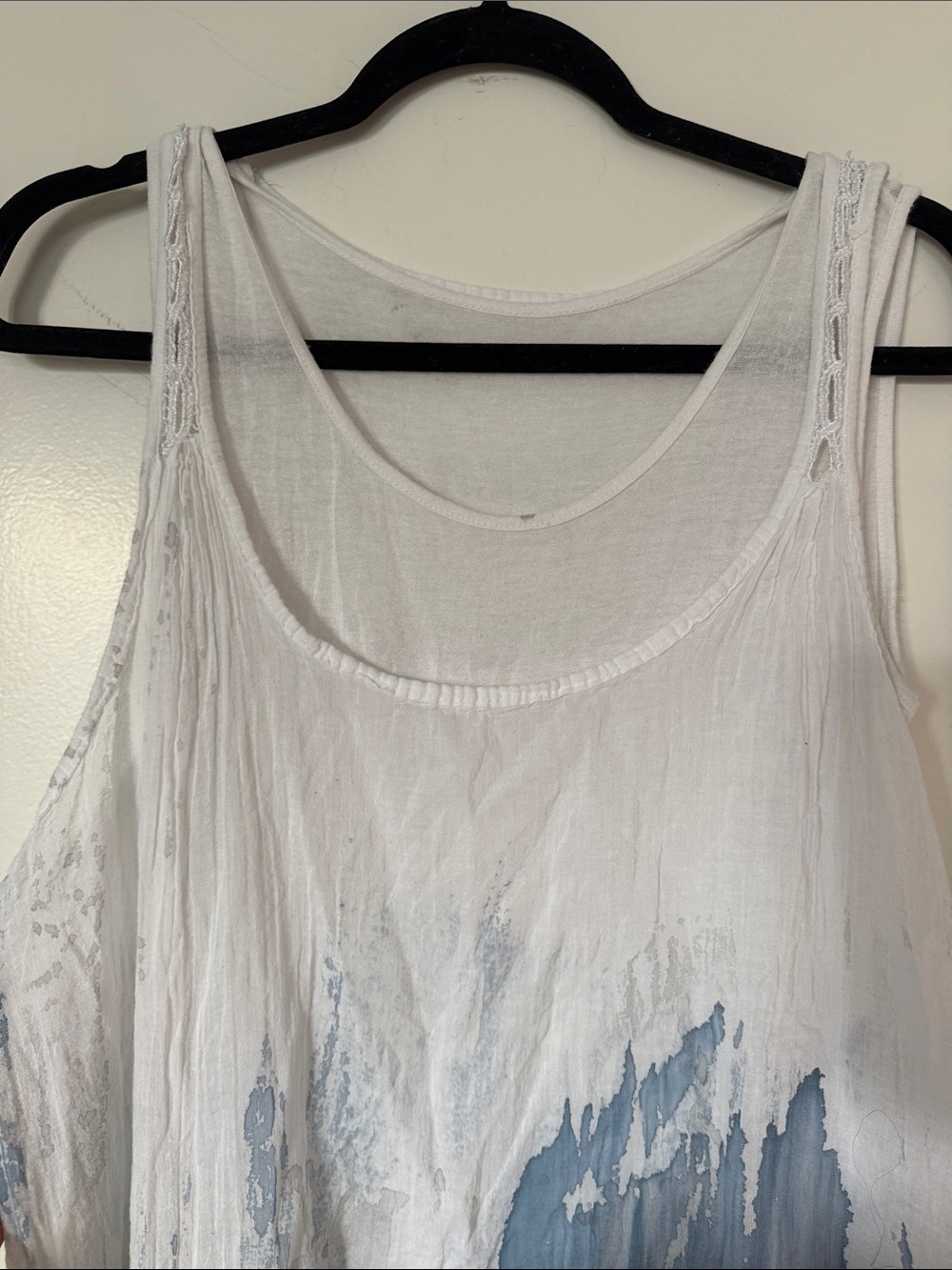 Mei Meli Boho White and Blue Tie-Dye Tank Dress - Picture 3 of 5